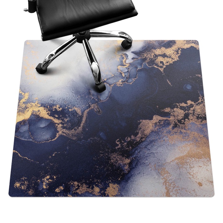 Padlóvédő székalátét, Wallfluent, Absztrakt márvány, Tengerészkék, 100x100 cm, 010250310050100282556