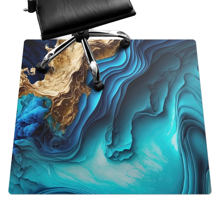 Íróasztal szék alátét, Wallfluent, Ingadozó absztrakciók, Kék, 100x100 cm, 010250310050100282561