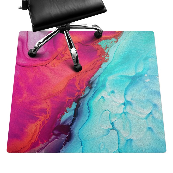 Padlóvédő székalátét, Wallfluent, Absztrakt hullám, Többszínű, 100x100 cm, 010250310050100282566