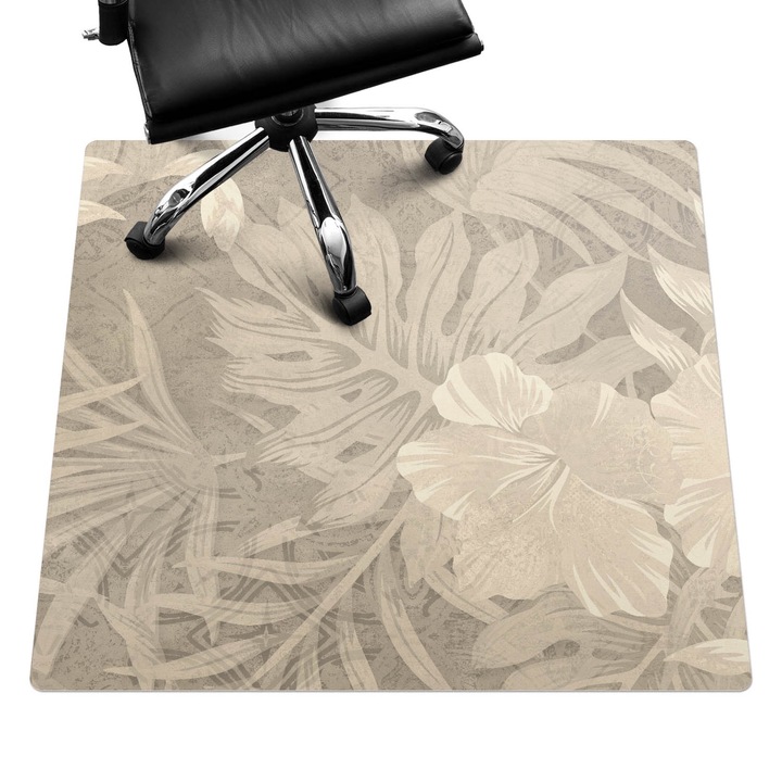 Szék szőnyeg, Wallfluent, Trópusi retro levelek, Bézs, 100x100 cm, 010250310050100282662