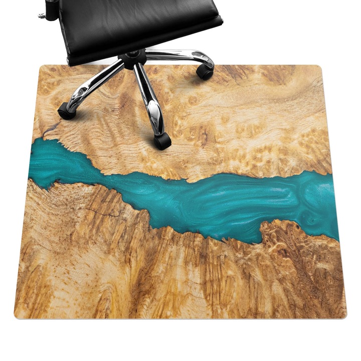 Covoras protectie podea, Wallfluent, Model din lemn cu rasina, Maro, 100x100 cm, 010250310050100282687