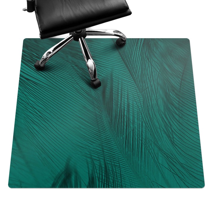 Padlóvédő székalátét, Wallfluent, Tollak árnyalatokban, Türkiz, 100x100 cm, 010250310050100282650