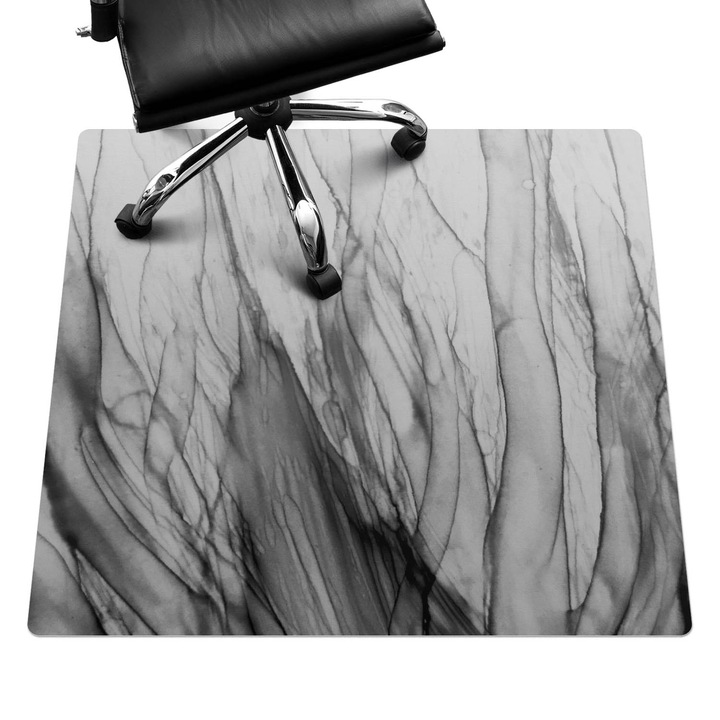 Szék alátét szőnyeg, Wallfluent, Absztrakt csíkok, Szürke, 100x100 cm, 010250310050100282659