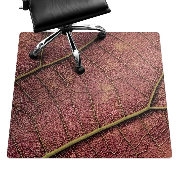 Szék alátét szőnyeg, Wallfluent, Levélszerkezet, Bordó, 100x100 cm, 010250310050100282597