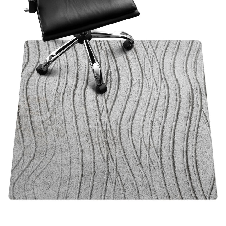 Protectie podea scaun birou, Wallfluent, Valuri pe nisip, Gri, 100x100 cm, 010250310050100282658