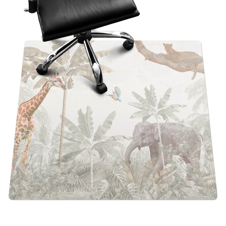 Szék szőnyeg, Wallfluent, Egzotikus dzsungel, Bézs, 100x100 cm, 010250310050100282766