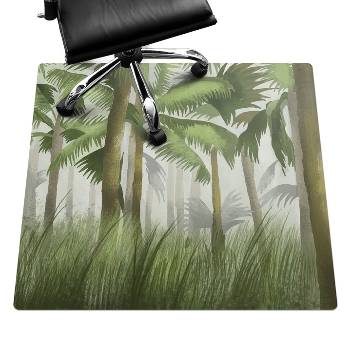 Padlóvédő székalátét, Wallfluent, Trópusi erdő, Zöld, 100x100 cm, 010250310050100282770