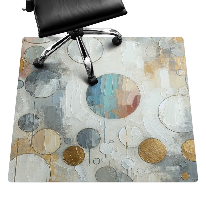 Szék szőnyeg, Wallfluent, Absztrakt körök, Kék, 100x100 cm, 010250310050100282723