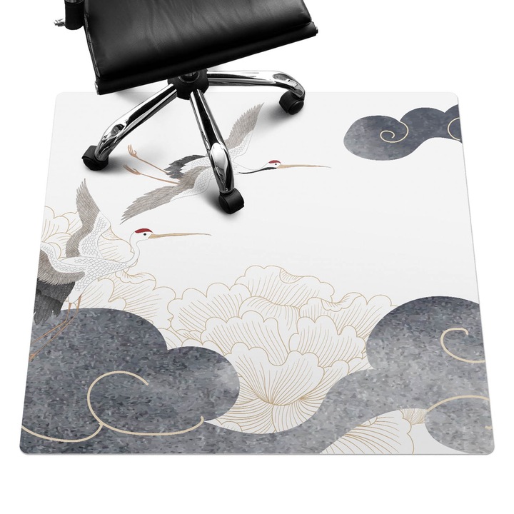 Protectie podea birou, Wallfluent, Macarale si nori, Alb, 100x100 cm, 010250310050100282774