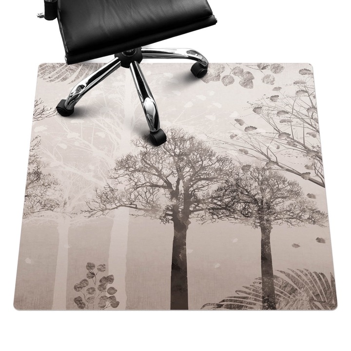 Protectie podea scaun, Wallfluent, Impresie lemnoasa, Bej, 100x100 cm, 010250310050100282772