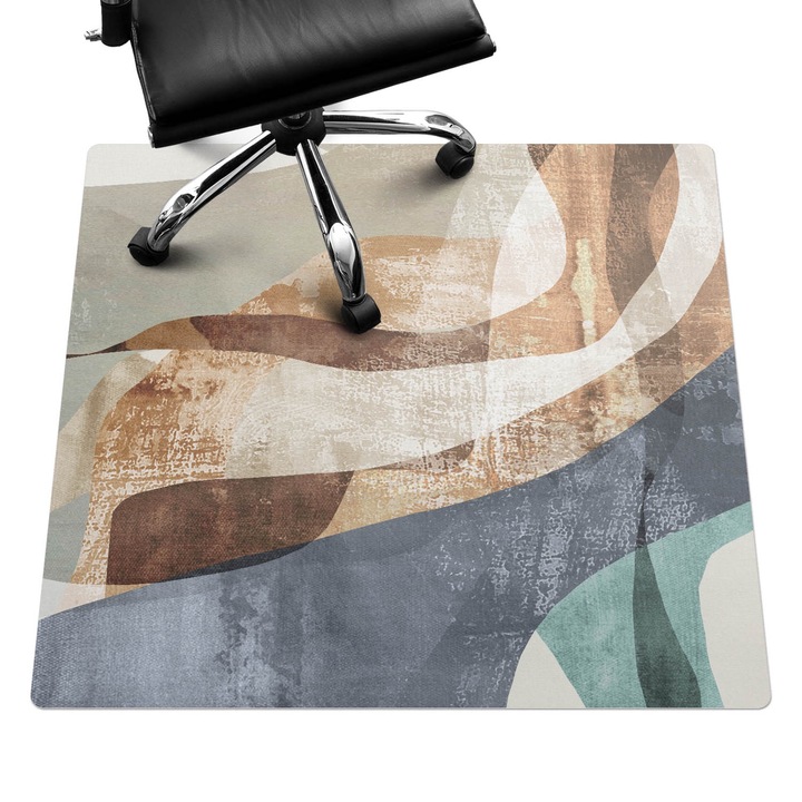 Szék szőnyeg, Wallfluent, Absztrakt hullámok, Barna, 100x100 cm, 010250310050100282729