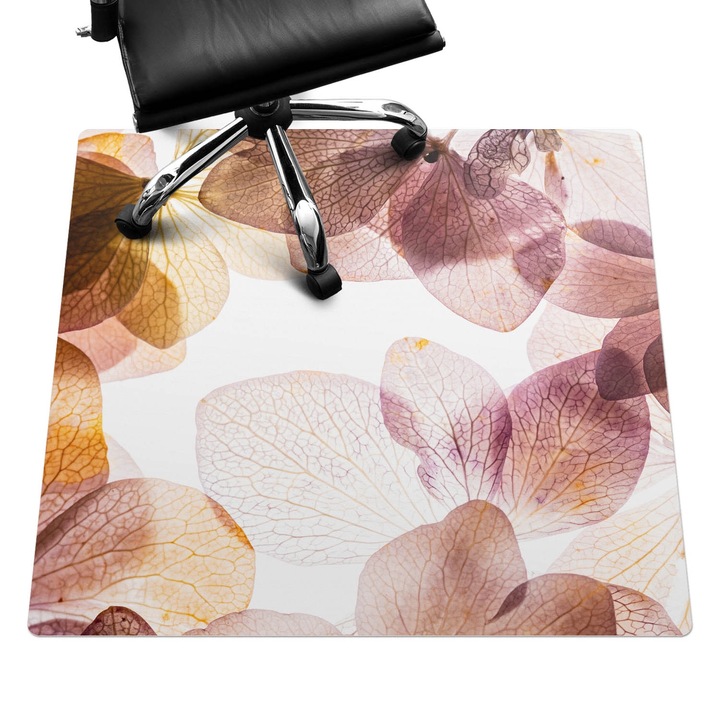 Protectie podea scaun, Wallfluent, Petale delicate de flori, Bej, 100x100 cm, 010250310050100282786