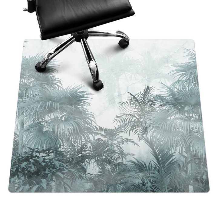 Covoras pentru protectie pardosea, Wallfluent, Ceata tropicala, Turcoaz, 100x100 cm, 010250310050100282778