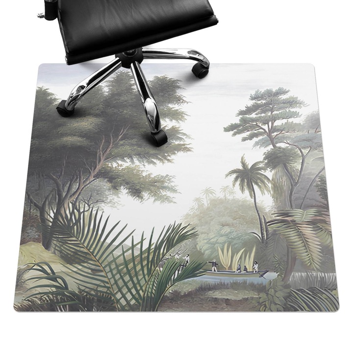 Szék szőnyeg, Wallfluent, Trópusi dzsungel, Zöld, 100x100 cm, 010250310050100282754