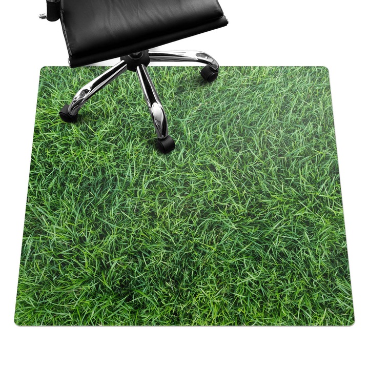 Irodai szék szőnyeg, Wallfluent, Lédús fű, Zöld, 100x100 cm, 010250310050100282846