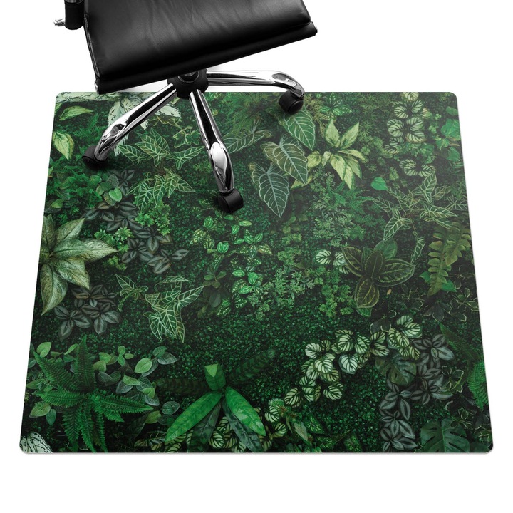 Covoras protectie podea, Wallfluent, Peretele de frunze, Verde, 100x100 cm, 010250310050100282824