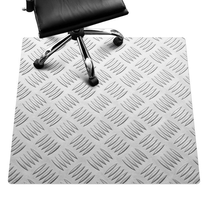 Íróasztal szék alátét, Wallfluent, Fém rácsos, Szürke, 100x100 cm, 010250310050100282875