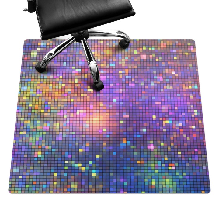 Íróasztal szék alátét, Wallfluent, Pixel mozaik, Lila, 100x100 cm, 010250310050100282899