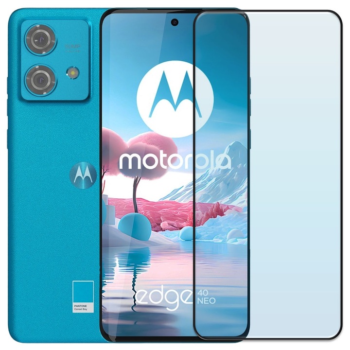 Folie din sticla securizata pentru Motorola Edge 40 Neo, HAMSTERBOX Glass Shield, Protectie completa ecran, Full face, Aplicare rapida, Case Friendly, Transparenta