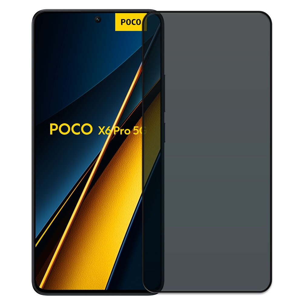Folie din sticla securizata pentru Xiaomi Poco X6 Pro, HAMSTERBOX Privacy Shield, Protectie completa ecran, Full face, Aplicare rapida, Case Friendly, Negru