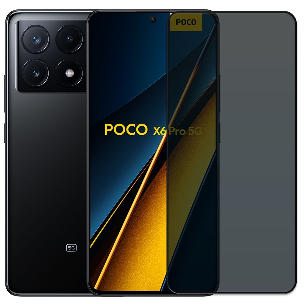 Folie din sticla securizata pentru Xiaomi Poco X6 Pro, HAMSTERBOX Privacy Shield, Protectie completa ecran, Full face, Aplicare rapida, Case Friendly, Negru