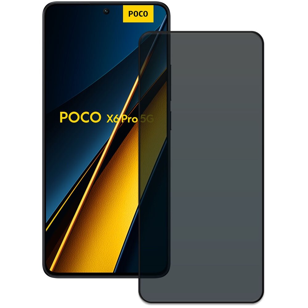 Folie din sticla securizata pentru Xiaomi Poco X6 Pro, HAMSTERBOX Privacy Shield, Protectie completa ecran, Full face, Aplicare rapida, Case Friendly, Negru