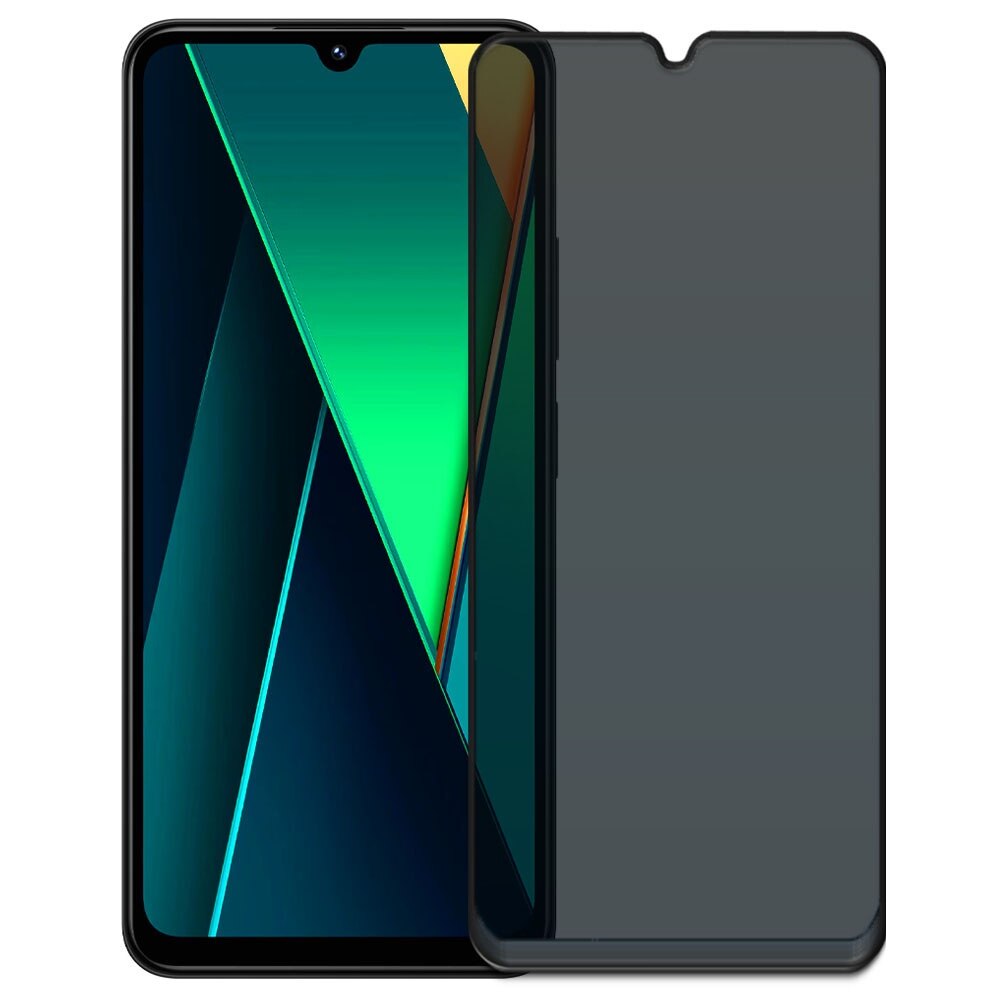 Folie din sticla securizata pentru Xiaomi Poco C75, HAMSTERBOX Privacy Shield, Protectie completa ecran, Full face, Aplicare rapida, Case Friendly, Negru