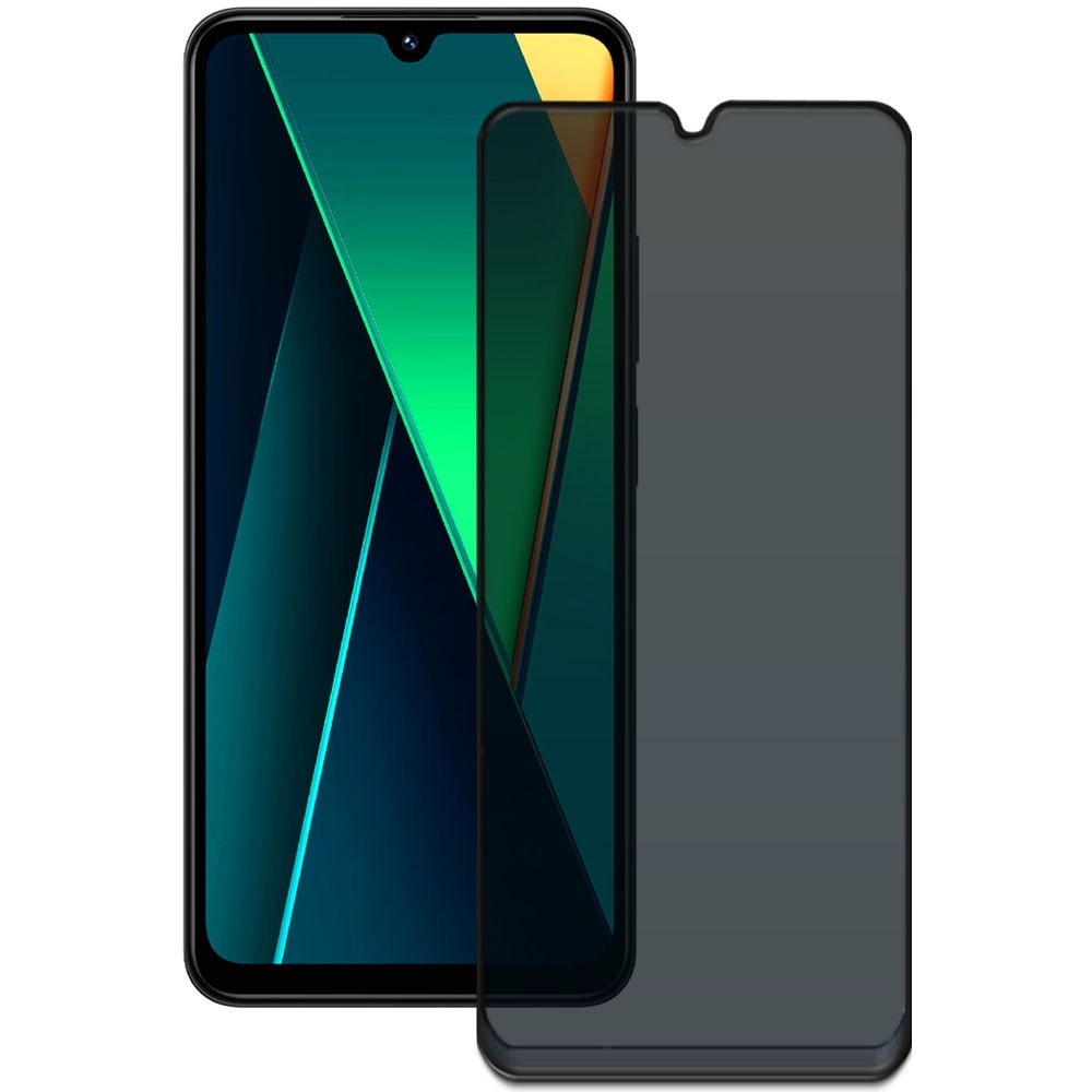 Folie din sticla securizata pentru Xiaomi Poco C75, HAMSTERBOX Privacy Shield, Protectie completa ecran, Full face, Aplicare rapida, Case Friendly, Negru