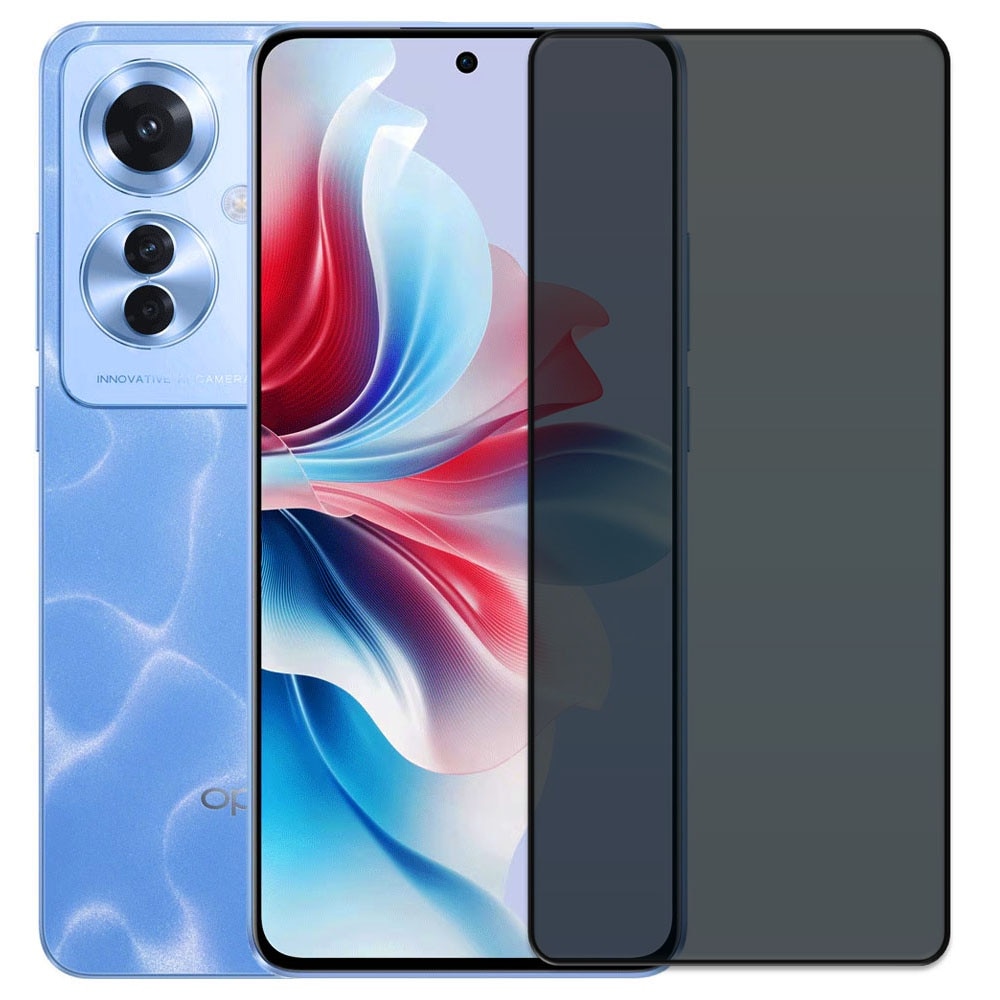 Folie din sticla securizata pentru Oppo Reno 11F 5G, HAMSTERBOX Privacy Shield, Protectie completa ecran, Full face, Aplicare rapida, Case Friendly, Negru
