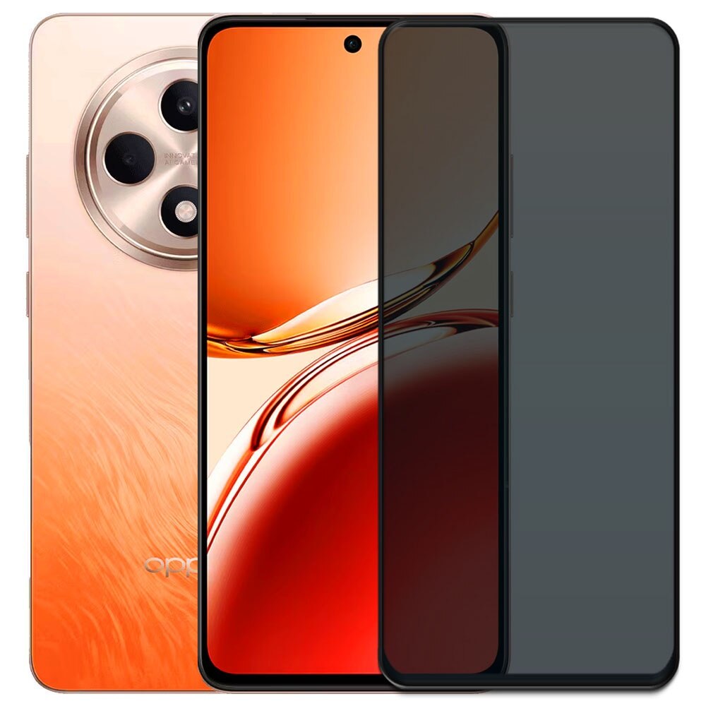 Folie din sticla securizata pentru Oppo Reno 12F (4G / 5G), HAMSTERBOX Privacy Shield, Protectie completa ecran, Full face, Aplicare rapida, Case Friendly, Negru