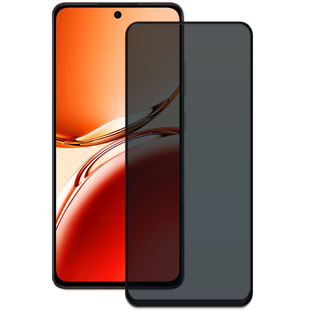 Folie din sticla securizata pentru Oppo Reno 12F (4G / 5G), HAMSTERBOX Privacy Shield, Protectie completa ecran, Full face, Aplicare rapida, Case Friendly, Negru