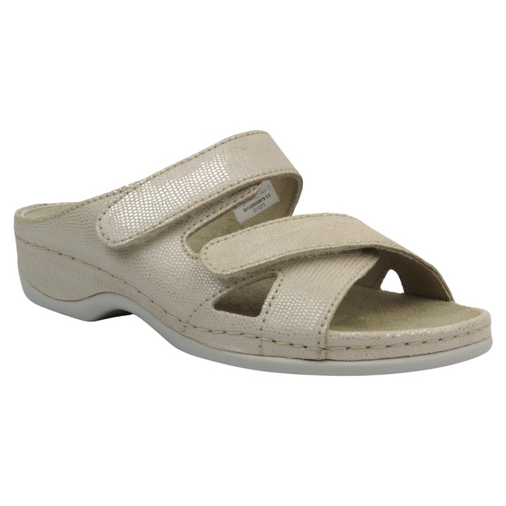 Slapi dama Berkemann, inchidere velcro, bej, piele naturala, Bej, 38.5