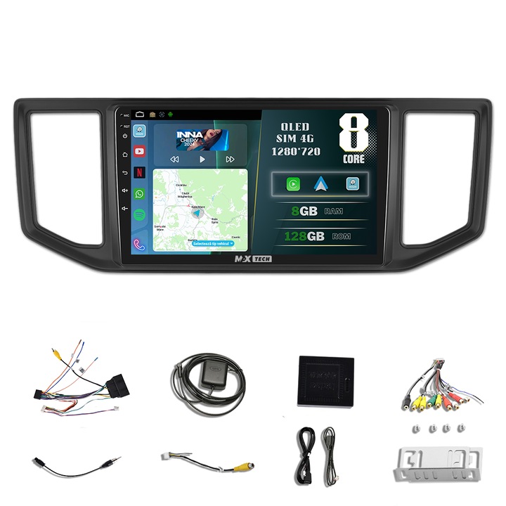 Navigatie Volkswagen Crafter ( 2017 - 2021 ) dedicata Android si Carplay, MaxTech®, ecran de 9'' QLED, 8 GB RAM 128 GB ROM, DSP, EQ, RDS, functii Sim 4G, GPS, WIFI, Bluetooth, Youtube, Waze