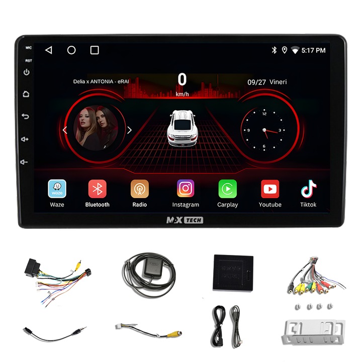 Citroen C5 (2008 - 2017) navigáció Android 13-hoz és CarPlay-hez, MaxTech, 10" IPS képernyő, GPS funkciók, Carplay, WIFI, RDS, DSP, EQ, Airplay, Mirrorscreen, Youtube, Bluetooth, Waze