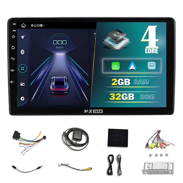 Citroen C5 (2008 - 2017) navigáció Android 13-hoz és CarPlay-hez, MaxTech, 10" IPS képernyő, 2 GB RAM 32 GB ROM, GPS funkciók, Carplay, WIFI, RDS, DSP, EQ, Airplay, Youtube, Bluetooth, Waze