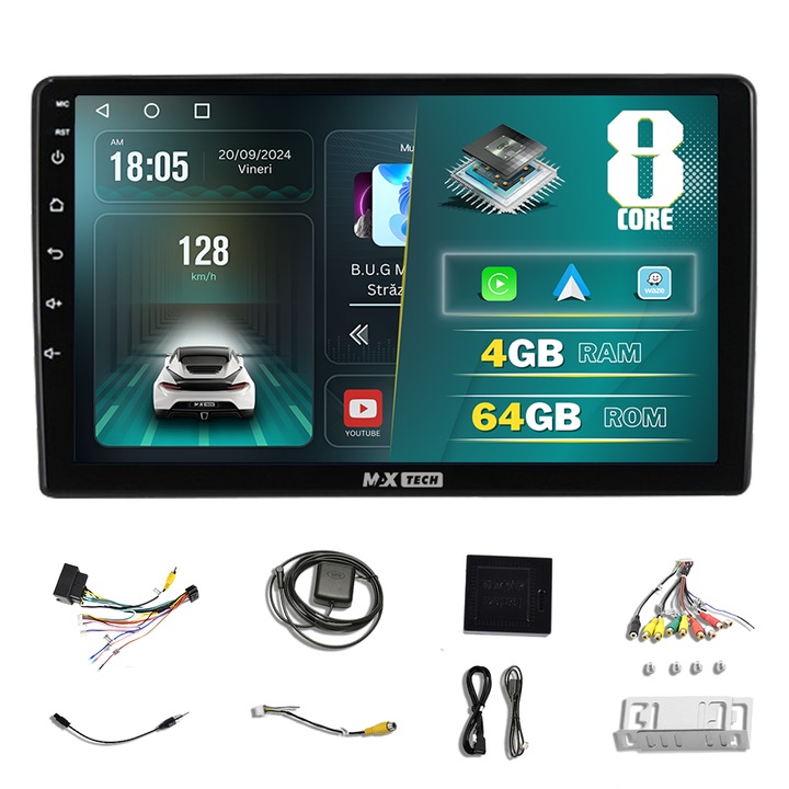 Мултимедия за Citroen C5 (2008 - 2017) с Android 13 и CarPlay, MaxTech®, 10'' IPS екран, 4 GB RAM 64 GB ROM, GPS, Carplay, WIFI, RDS, DSP, EQ, Airplay, Youtube, Bluetooth, Waze