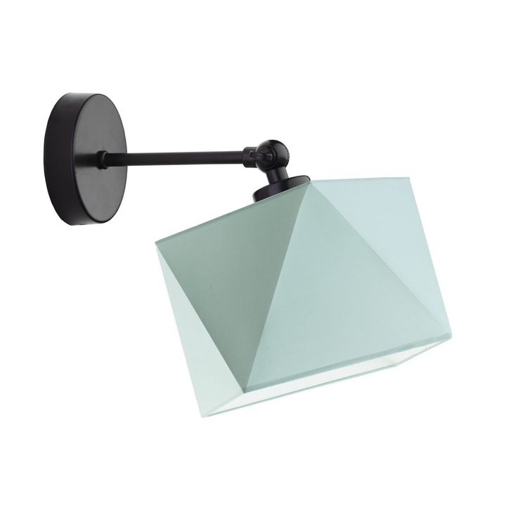 Lampa de perete Lysne, Hamilton, cadru negru, abajur textil verde, 21x26cm, 1xE27, 60W