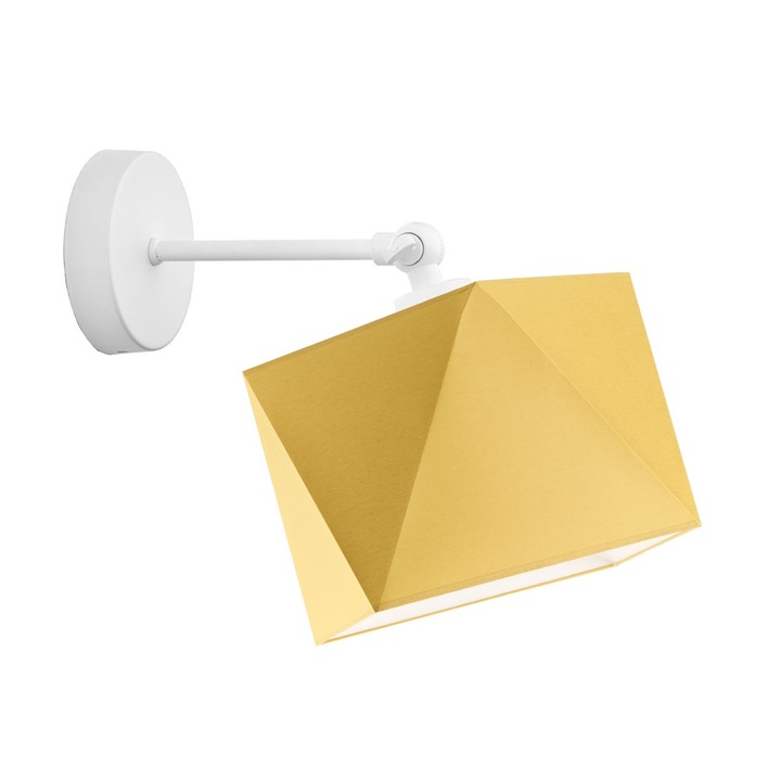 Lysne fali lámpa, Hamilton, fehér keret, sárga textilbúra, 1xE27, 21x26cm