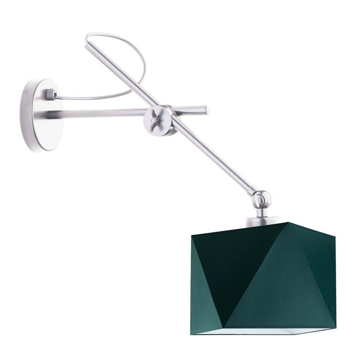 Fali lámpa TIRANA, LYSNE 1xE27, 60W, fém, textil, 16x16cm, 45cm, ezüst zöld