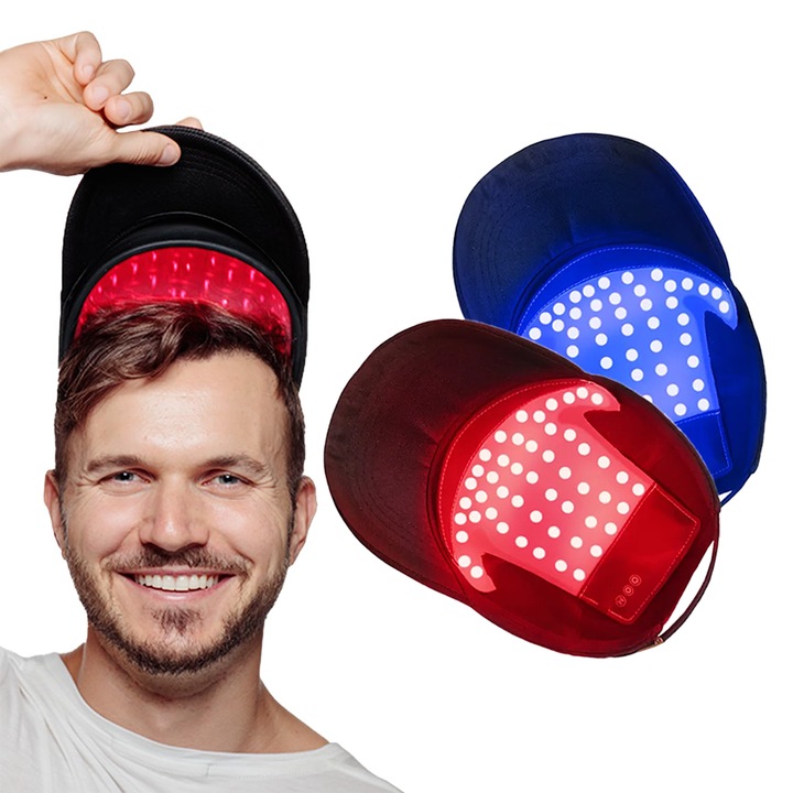 Fényterápiás készülék hajregeneráláshoz, Sapka típusú, Hajnövekedés, Hidratálás és Revitalizálás, LED terápia, Rezgés és meleg, Vezeték nélküli, Zenifique, Fekete