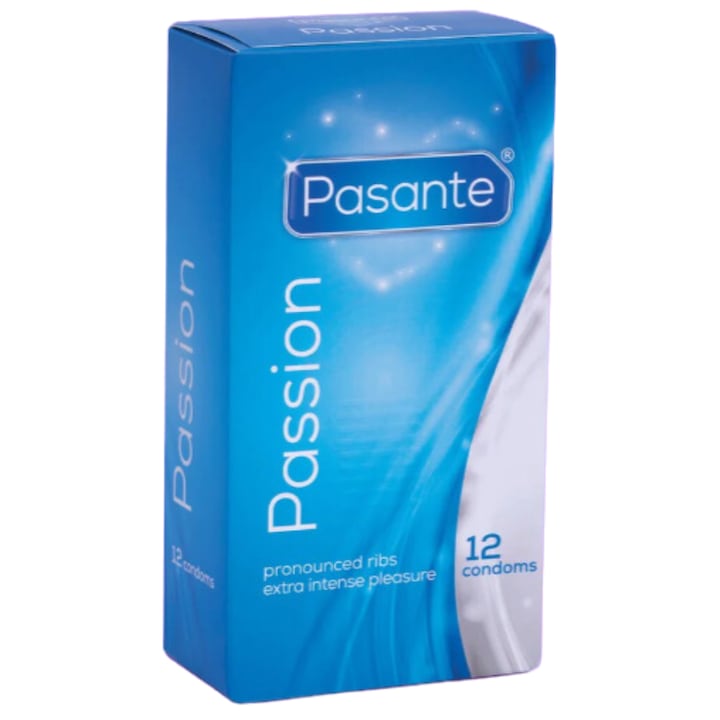 Презервативи Pasante Passion, 12 броя, прозрачни, тънки, 52x190 мм