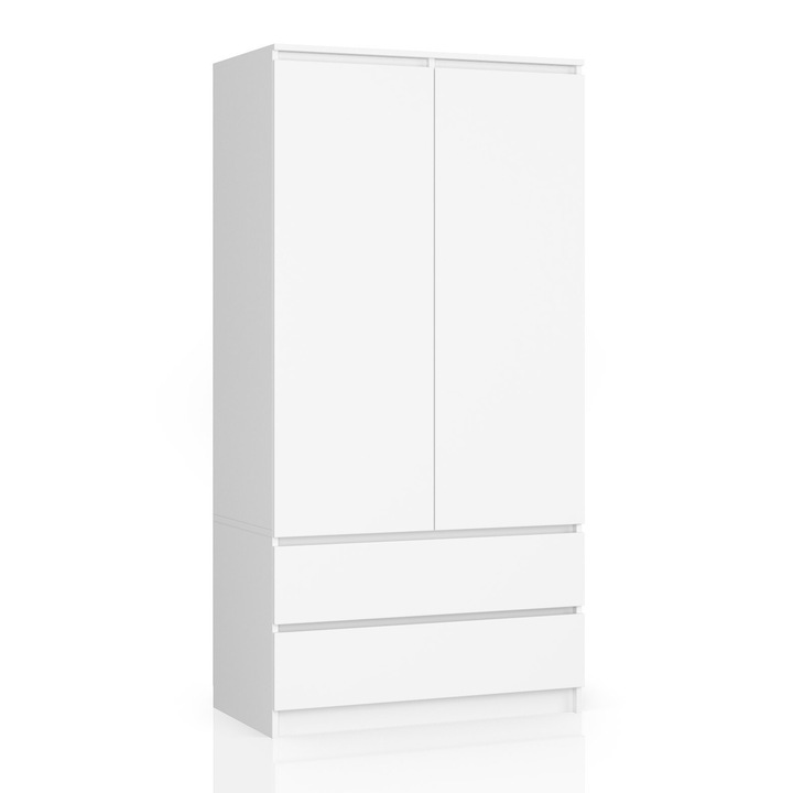Dulap S 90 cm, Akord, 2 usi, 2 sertare, alb