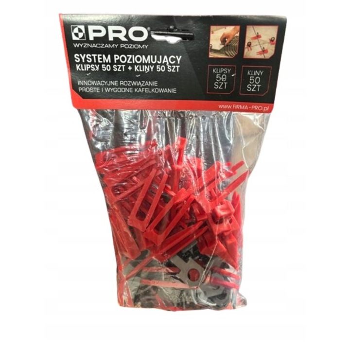 Sistem de pozitionare pentru placi, PRO, 50 cleme, 50 pene, latime 1mm, grosime placi 7-15mm