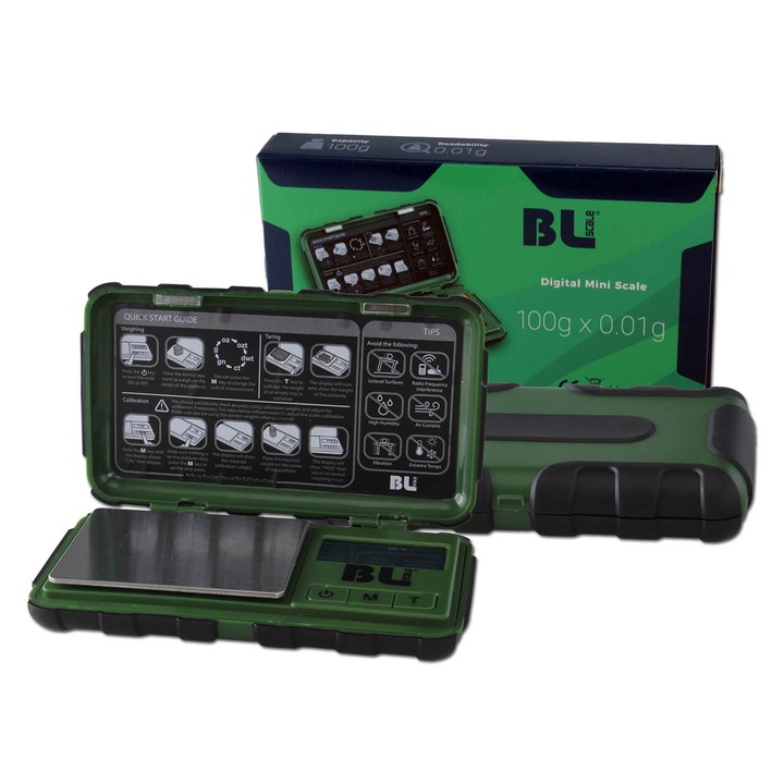 Cantar anti-soc digital de bijuterii, BLScale Tuff Weigh, Precizie 0.01-100 grame cu 2 zecimale, Carcasa rezistenta la socuri, Cifre inalte, Manere cauciuc si Capac detasabil, 2 baterii AAA incluse