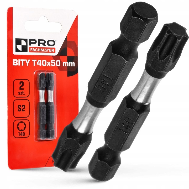 Set 2 biti PRO T40x50mm, din otel S2, rezistente la coroziune