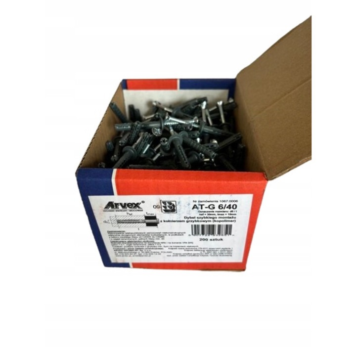 Dibluri rapide de montaj cu colier, Nan, 6x40mm, 200 buc, grafit