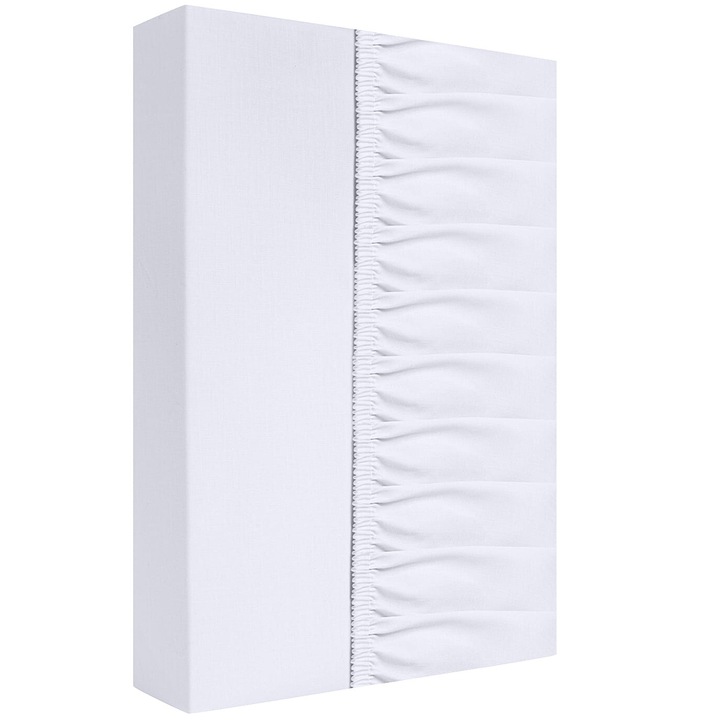 Памучен чаршаф с ластик, Zaratex, 220x200см, бял, 25см