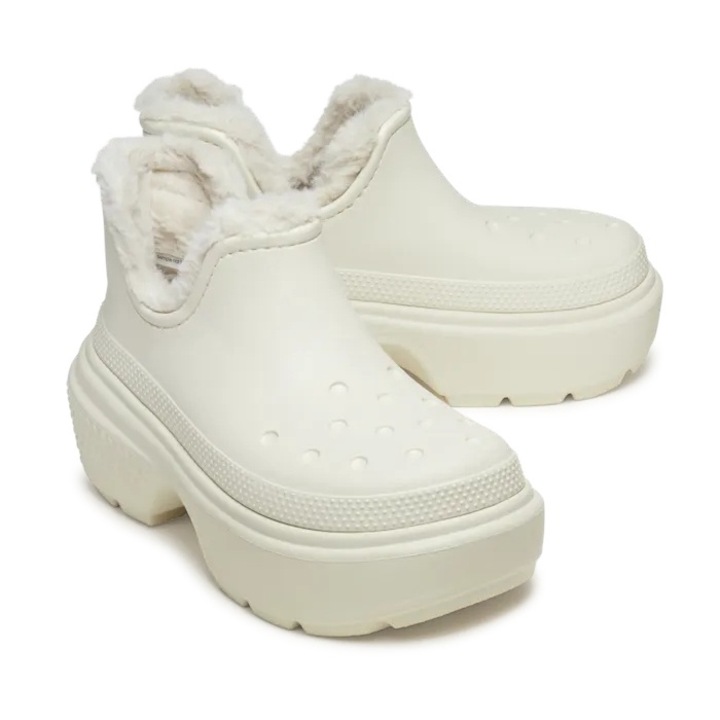 Saboti Izolati Platforma Femei, Crocs, Stomp Lined Shorty Boot, Bej, 41-42 EU