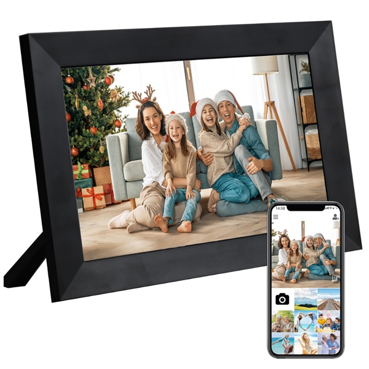Цифрова Фоторамка Jflow Vdo, 10,1 Инча, Приложение Frameo, Wifi, 1gb Ram, 32gb Вградена Памет, 800x1280 Hd Ips Сензорен Екран, Usb Слот, Sd Карта, Aвтоматично Завъртане, Bисокоговорител, Фото/видео, Черна