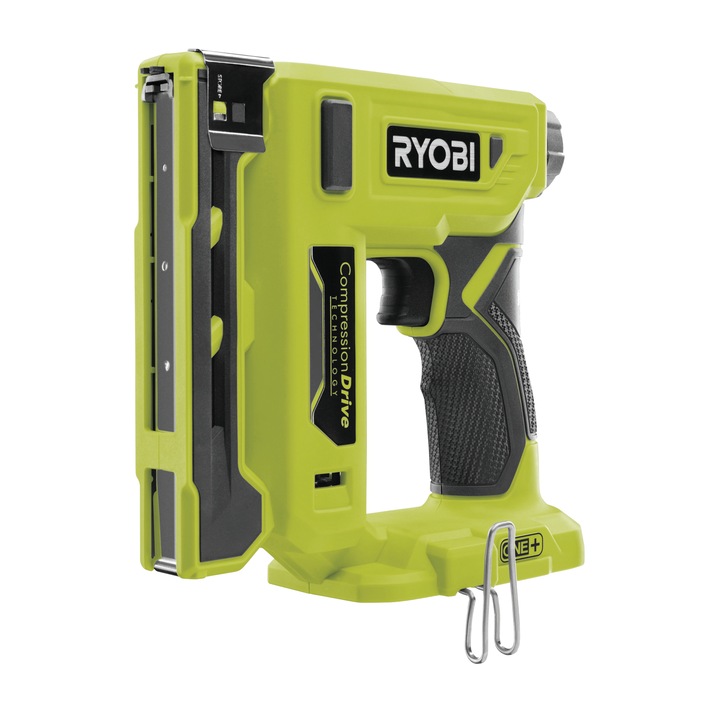 Ryobi 18V ONE+ tűzőpisztoly, R18ST50-0, tűzőhossz 6 – 14 mm, tűzőszélesség 10 mm, tűzőtár kapacitása 85 db, szerszám nélküli mélységállítás